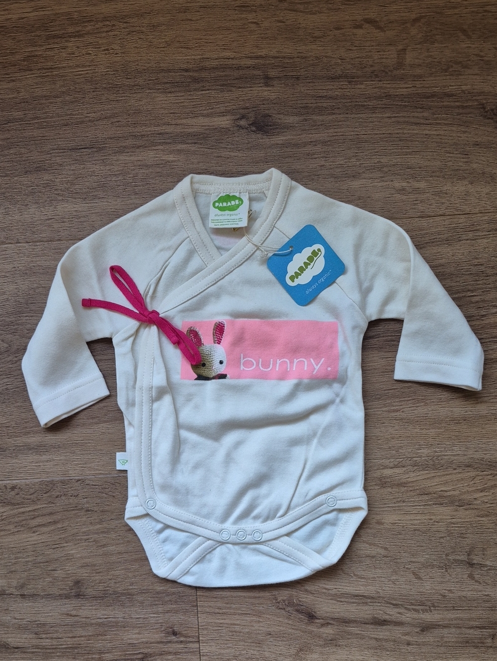 NWT Parade Organics Long Sleebe kimono onesie 0-3m